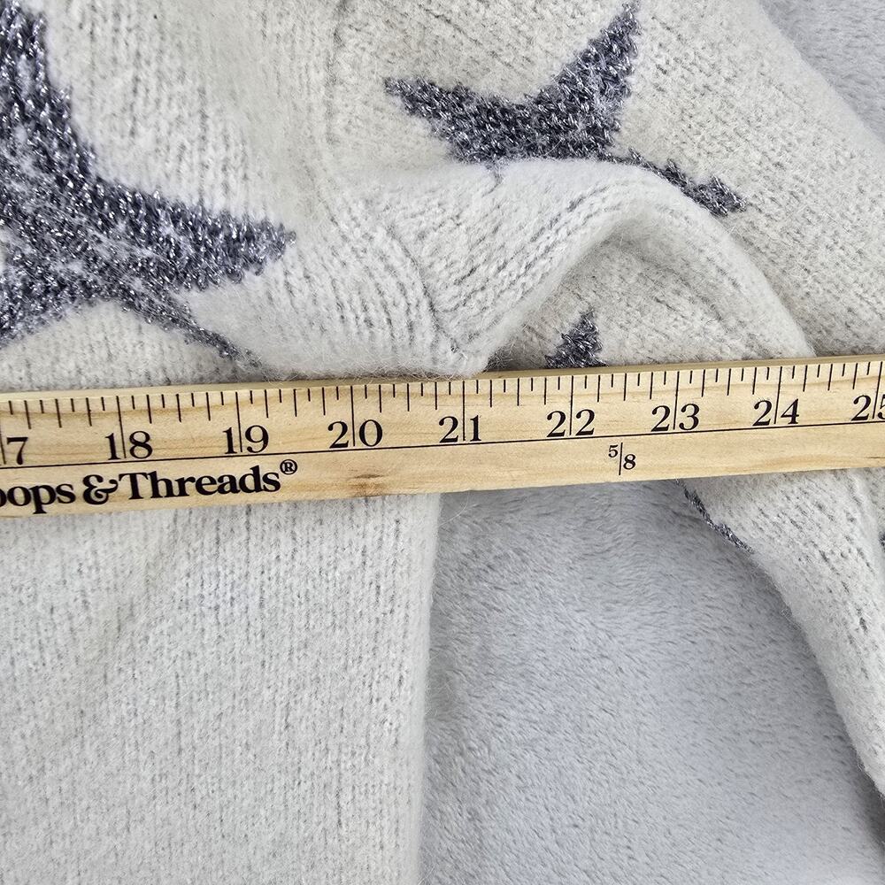 All Saints Star Jumper Sweater Womens Medium M Wool Alpaca Off White Silver - Picture 8 of 9